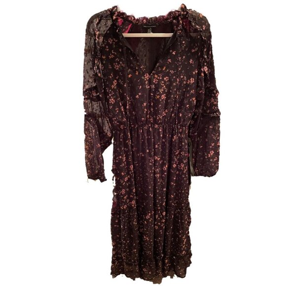 Saks Fifth Avenue Floral Flower Maxi Dress Boho Women Tiered Ruffle $450 medium - Picture 1 of 4